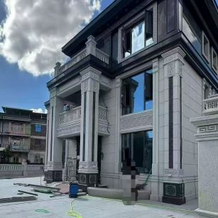 沈阳 别墅干挂，芝麻白与芝麻黑完美配合