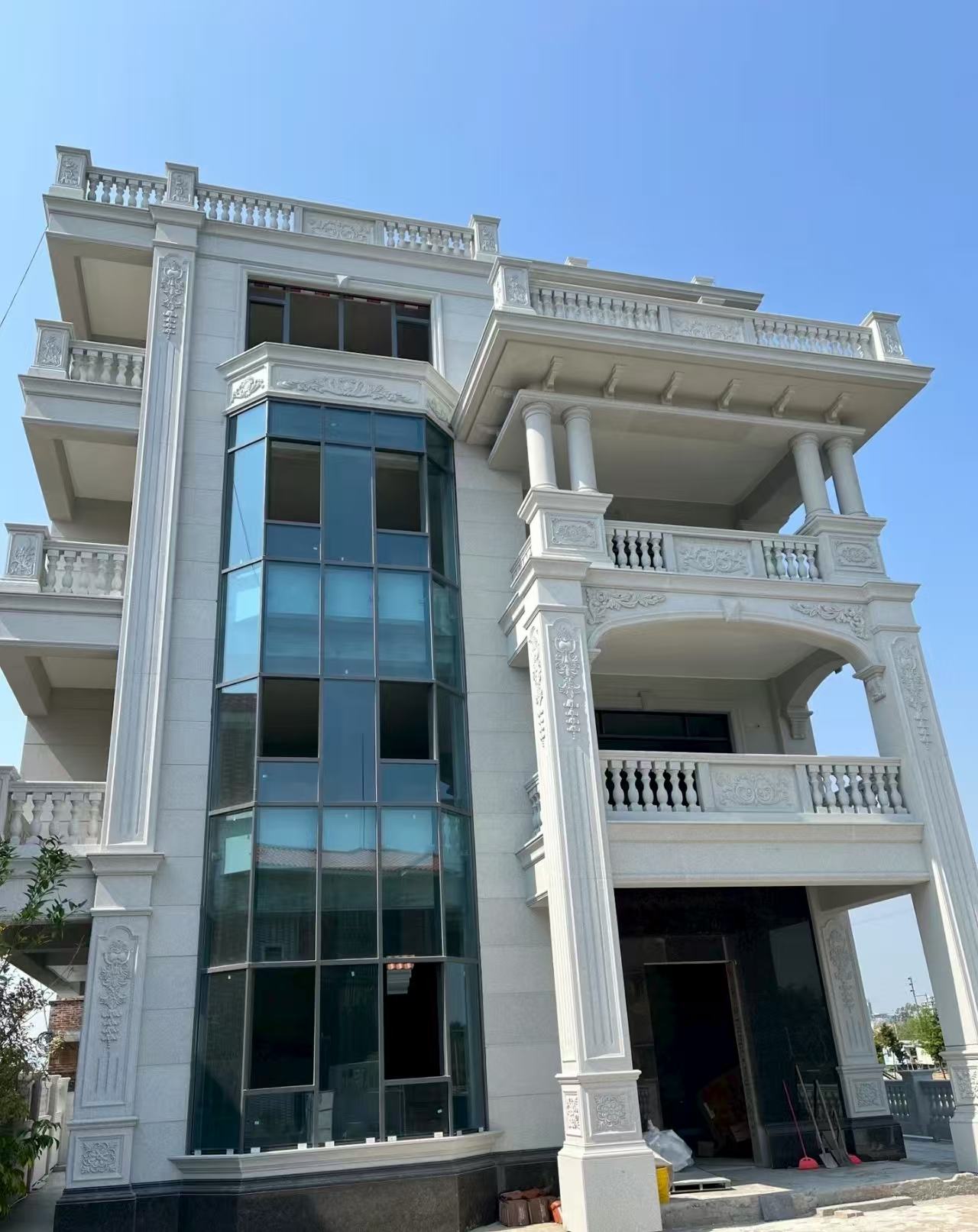 沈阳 芝麻白花岗岩别墅外墙干挂效果展示